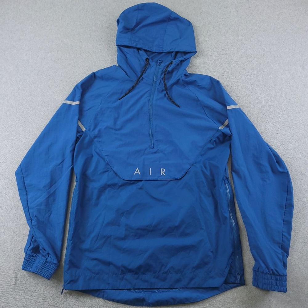 Nike Air Jacket Mens Small Blue Anorak Hooded Half Zip Windbreaker Pullover